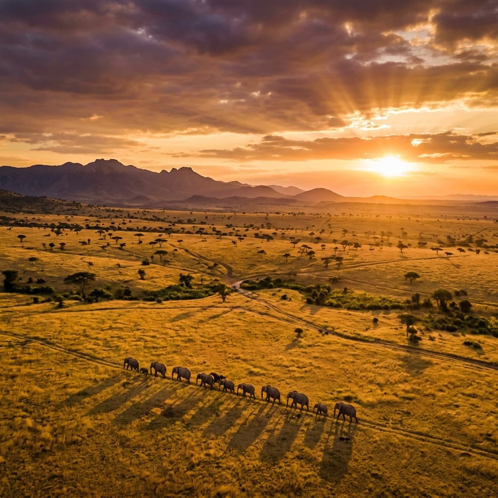African savanna at sunset
